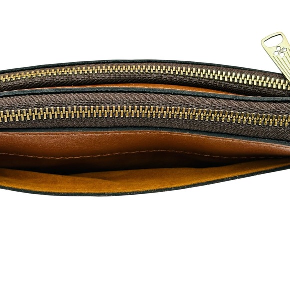 Patricia Nash Varone Fullgrain Leather Wristlet Signature Map Print Brown Clutch - Picture 9 of 14